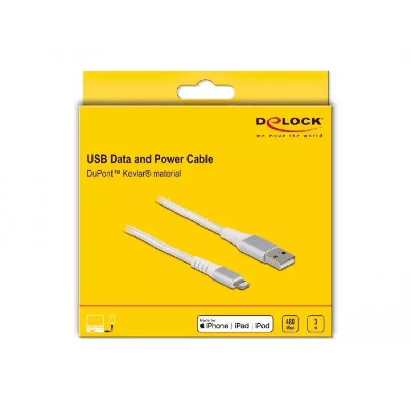 DeLOCK USB-data- en oplaadkabel voor iPhone iPad iPod 3 m Lightning