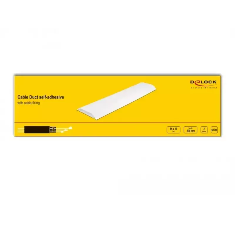 Kabelgoot DELOCK 20886, polypropyleen, wit, 300×85×10 mm, 2 stuks