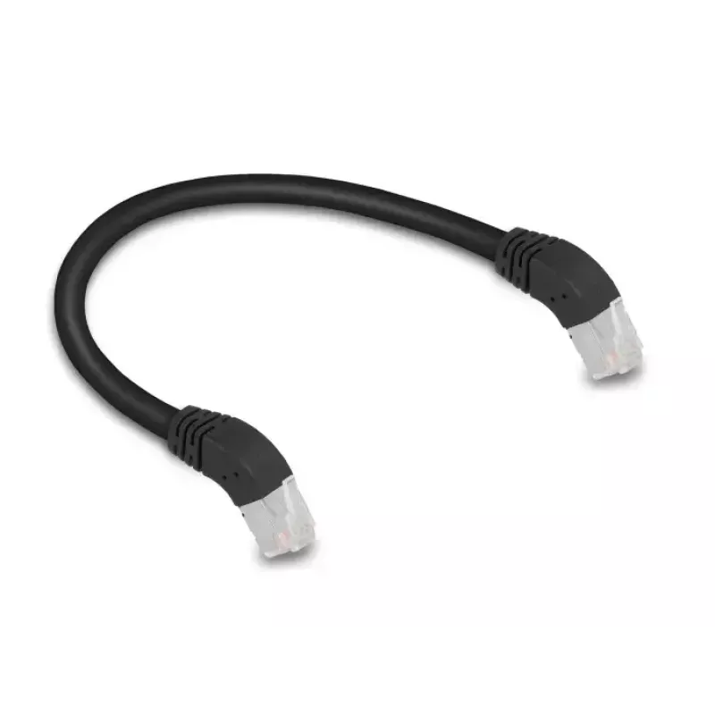 Netwerkkabel DeLOCK RJ45 Cat.6A S/FTP 45° naar beneden 0,25 m zwart