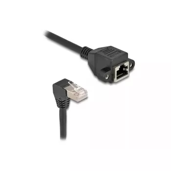 DeLOCK netwerk-verlengkabel S/FTP RJ45 90° haaks naar RJ45 Cat.6A 1 m zwart