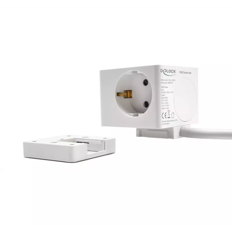 DeLOCK 11502 stroomverlenging 1,5 m 3 AC-stopcontacten binnen wit