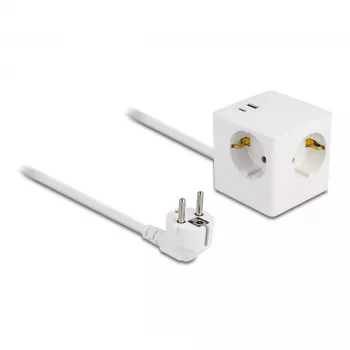 DeLOCK 11502 stroomverlenging 1,5 m 3 AC-stopcontacten binnen wit