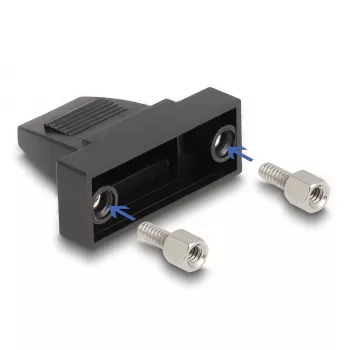 DeLOCK kabeltule D-sub-behuizing 9-polig voor platte kabel, kunststof, zwart, 25×32×14 mm