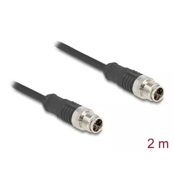 DeLOCK netwerkkabel M12-kabel X-gecodeerd 8-polig stekker naar stekker Cat5e 2 m zwart