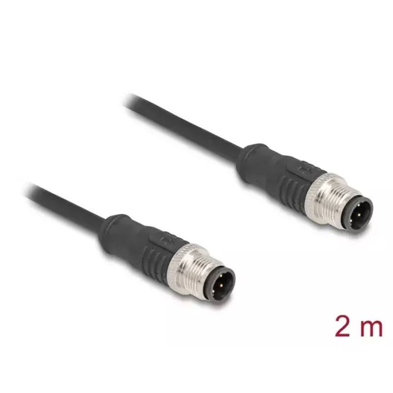 DeLOCK netwerkkabel M12-kabel D-gecodeerd 4-polig stekker naar stekker Cat5e 2 m zwart