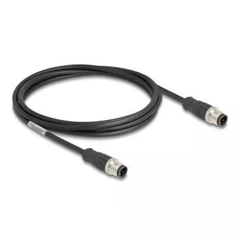 DeLOCK netwerkkabel M12-kabel D-gecodeerd 4-polig stekker naar stekker Cat5e 2 m zwart