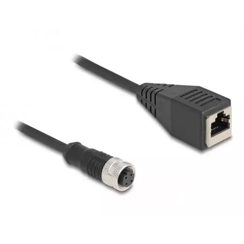 DeLOCK M12-adapterkabel D-gecodeerd 4-polig bus naar RJ45 bus 50 cm