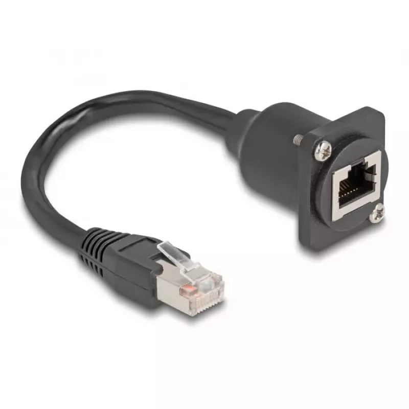 DeLOCK D-type RJ45 kabelstekker naar bus Cat.5e zwart 20 cm