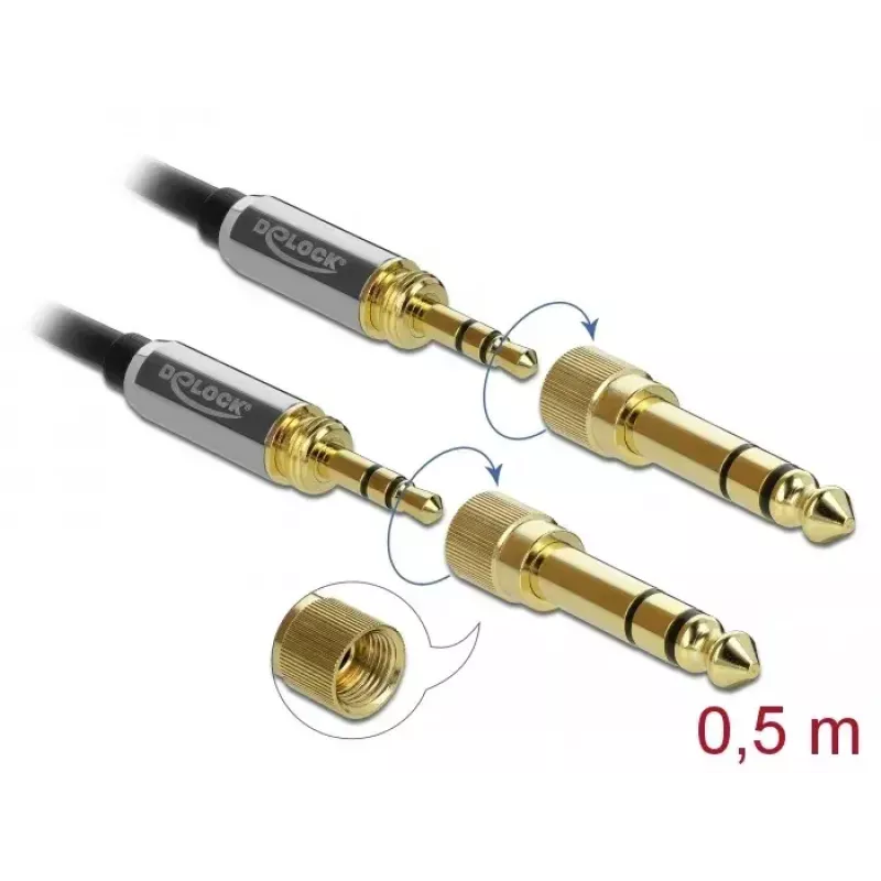 Audiokabel DeLOCK 85784 0,5 m 3,5 mm zwart grijs