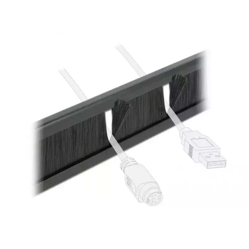 Borstelstrip DeLOCK 19 inch kabelmanagement-borstelstrip gereedschapsloos 2U zwart
