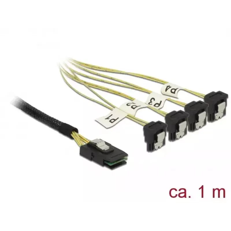Interne stroomkabel DeLOCK 85687, 1 m, Mini SAS SFF-8087 naar 4 SATA