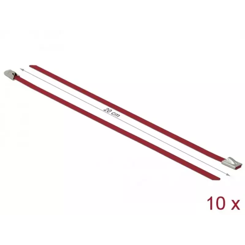 Kabelbinder DeLOCK 18777 roestvrij staal rood 200 mm 10 stuks