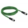 DeLOCK 85918 Industriële M12 D-gecodeerde 4-polige stekker-naar-stekkerkabel, SF/FTP, halogeenvrij, 2 m, groen