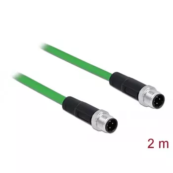 DeLOCK 85918 Industriële M12 D-gecodeerde 4-polige stekker-naar-stekkerkabel, SF/FTP, halogeenvrij, 2 m, groen