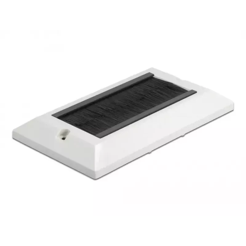 DeLOCK Kabelmanagement-afdekplaat 146 x 86 mm met zwarte borstelstrips, wit (66492)