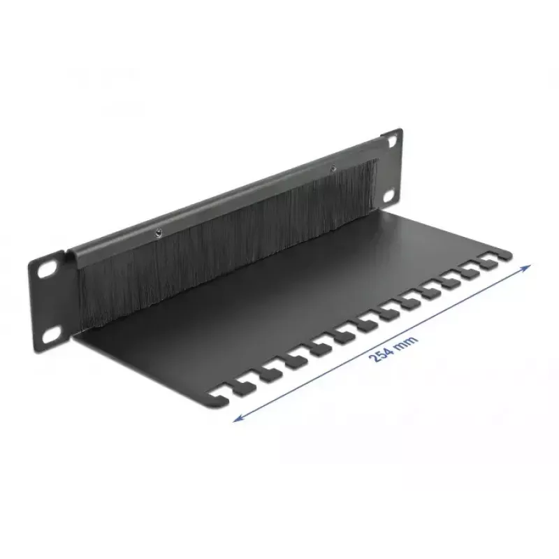 Borstelpaneel DeLOCK 10 inch kabelmanagement-borstelstrip met kabelsteunplaat 1 U zwart