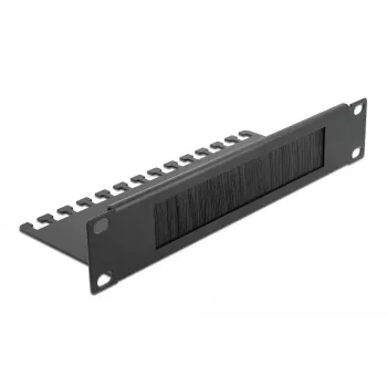 Borstelpaneel DeLOCK 10 inch kabelmanagement-borstelstrip met kabelsteunplaat 1 U zwart