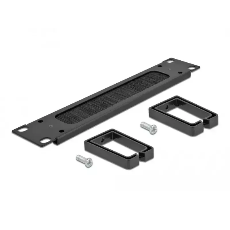 Borstelpaneel DeLOCK 10 inch kabelmanagement-borstelstrip met 2 haken 1U zwart