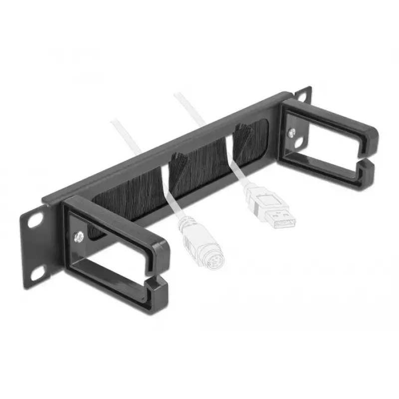 Borstelpaneel DeLOCK 10 inch kabelmanagement-borstelstrip met 2 haken 1U zwart
