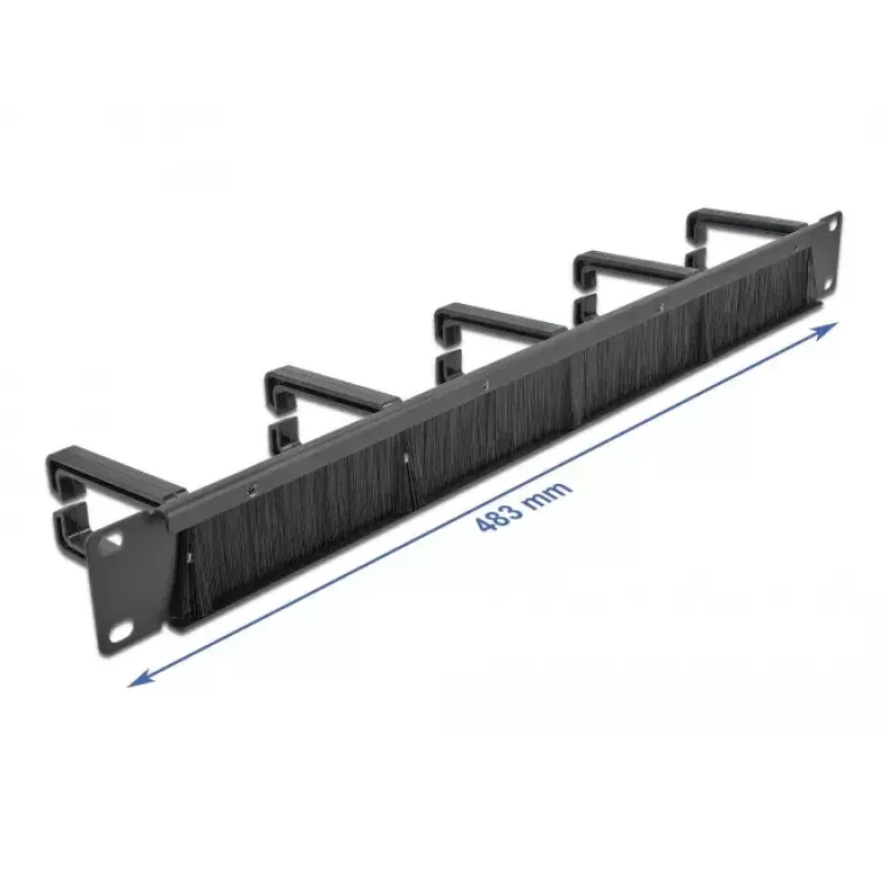 Borstelpaneel DeLOCK 19 inch kabelmanagement-borstelstrip met 5 haken 1U zwart