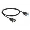 Delock RS-232 nulmodemkabel, D-Sub 9 male naar female, slanke connectorbehuizing, 1 m, zwart