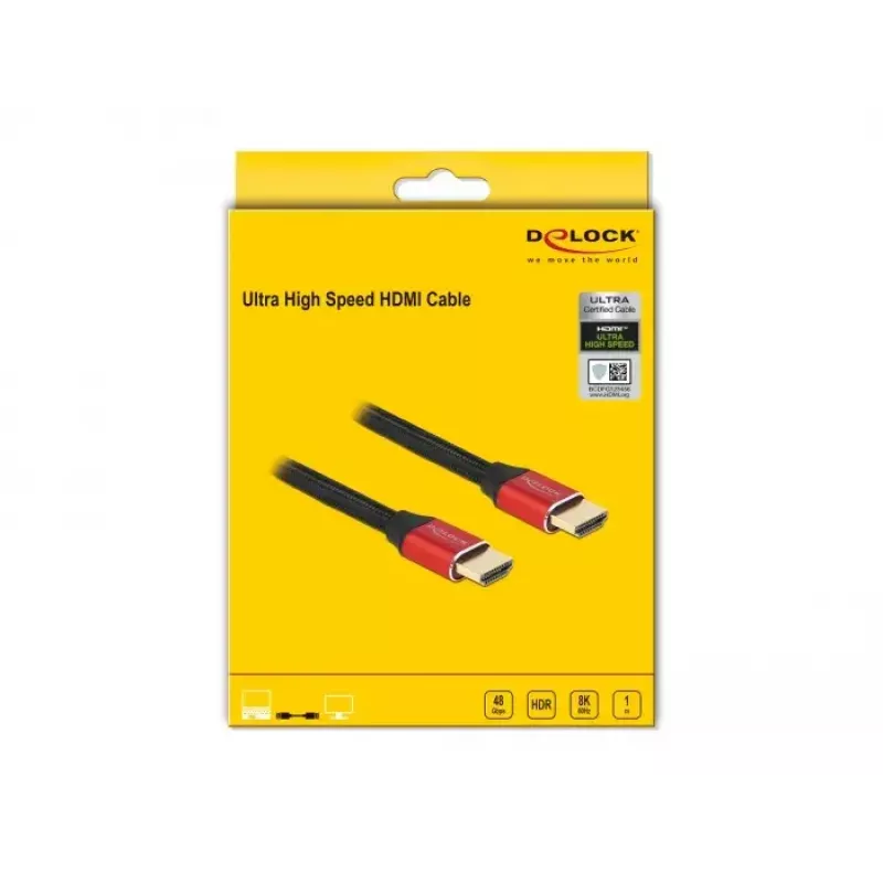 HDMI-kabel DeLOCK Ultra High Speed 48 Gbit/s 8K 60 Hz rood 1 m