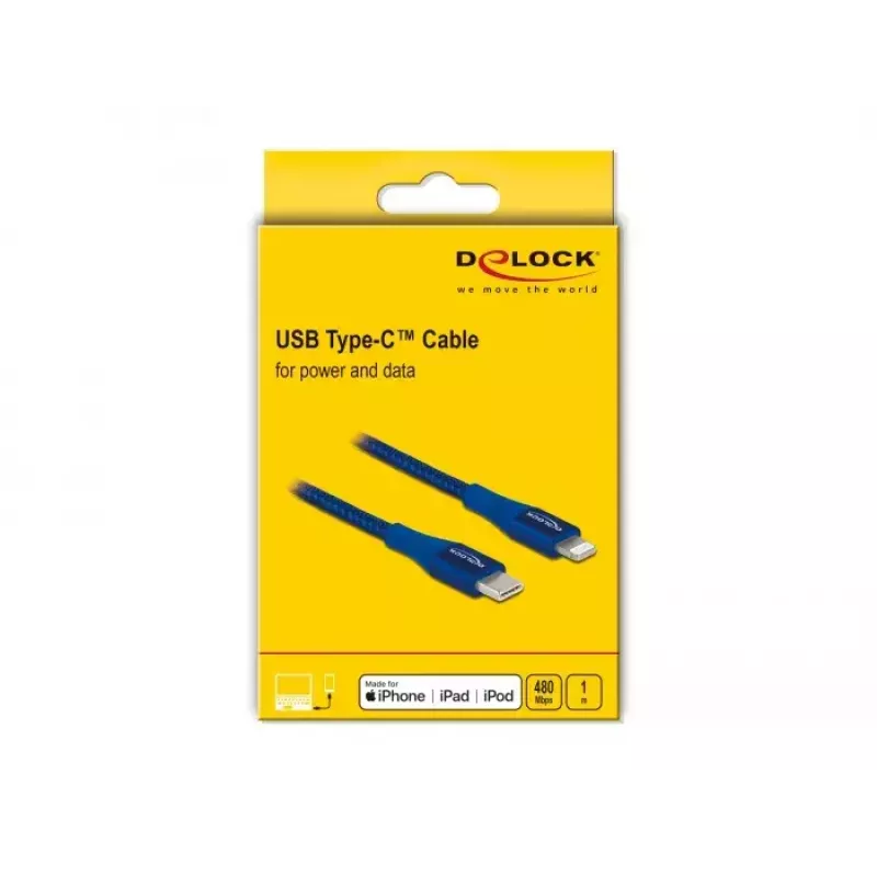 Data- en oplaadkabel USB Type-C naar Lightning DeLOCK 85416