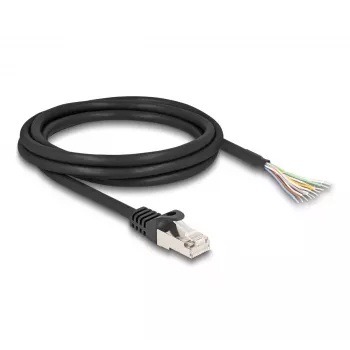 DeLOCK kabel RJ50 stekker naar open draadeinden S/FTP 2 m zwart