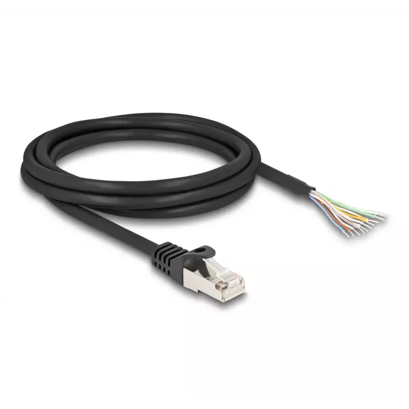 DeLOCK kabel RJ50 stekker naar open draadeinden S/FTP 2 m zwart