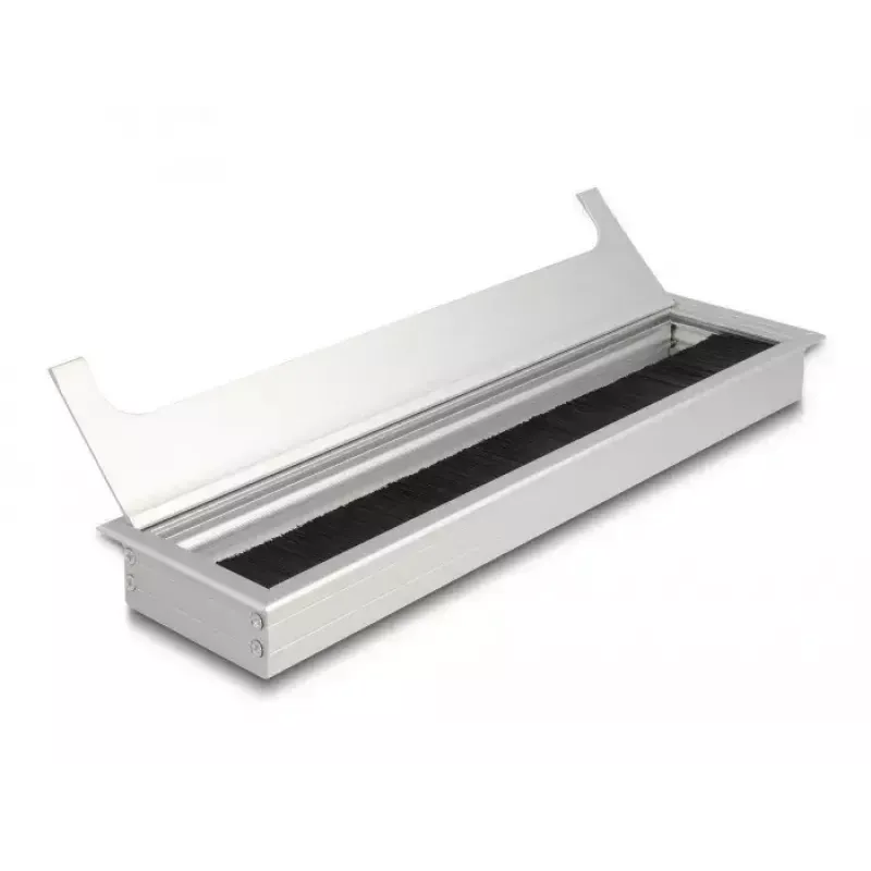 Bureaublad kabeldoorvoer DELOCK 66863, zilver, 80×300×28 mm, 1 stuk