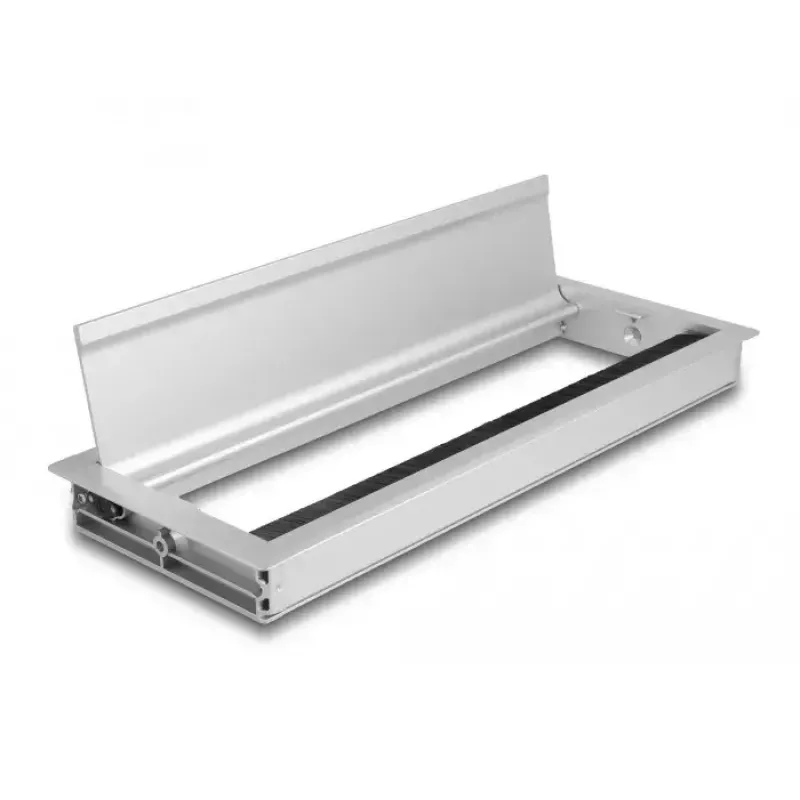 Kabeldoorvoer DELOCK 66864 voor bureau, zilver, 120×300×28 mm