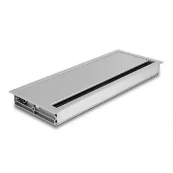 Kabeldoorvoer DELOCK 66864 voor bureau, zilver, 120×300×28 mm