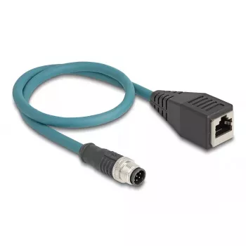 DeLOCK M12 adapterkabel A-gecodeerd 8-polig stekker naar RJ45-bus 50 cm
