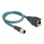 DeLOCK M12 adapterkabel A-gecodeerd 8-polig stekker naar RJ45-bus 50 cm