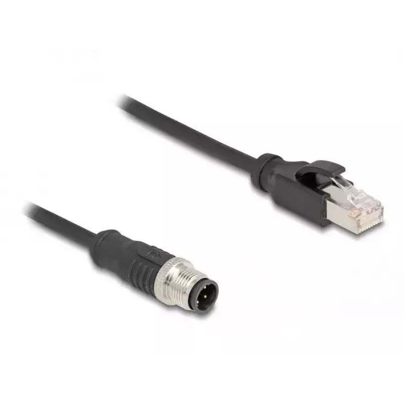 DeLOCK M12 adapterkabel D-gecodeerd 4-polig stekker naar RJ45 stekker 50 cm