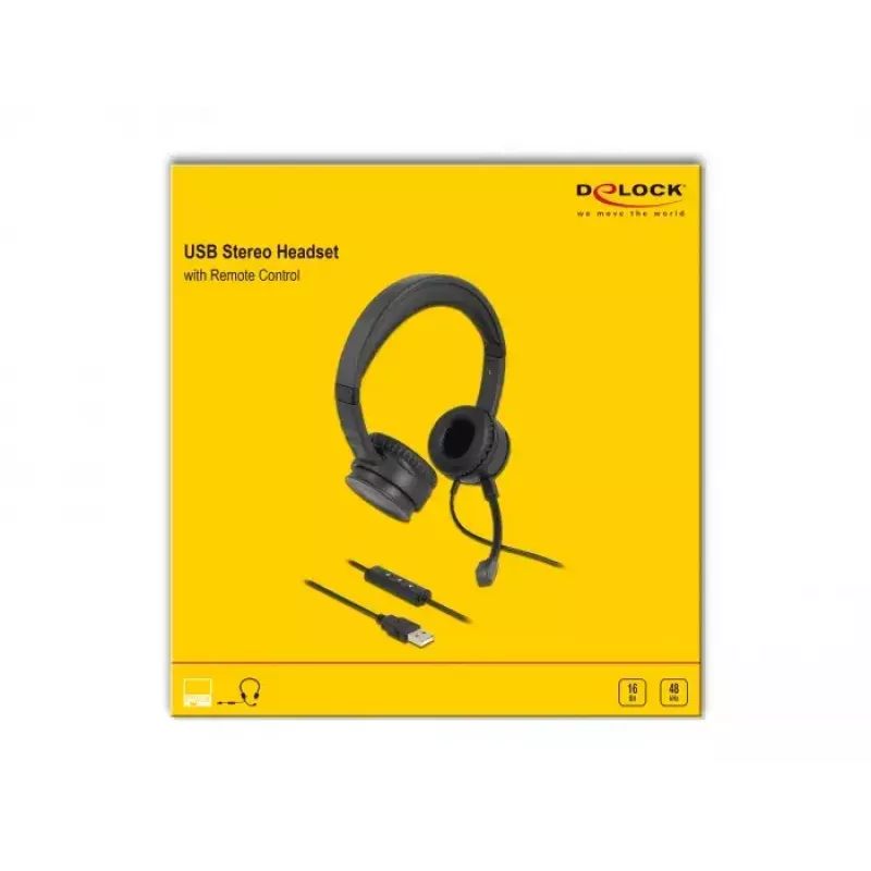 Headset DeLOCK USB stereo headset met kabelafstandsbediening