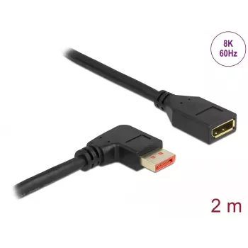 DisplayPort-verlengkabel DeLOCK 87078 2 m 8K 60 Hz gewinkeld