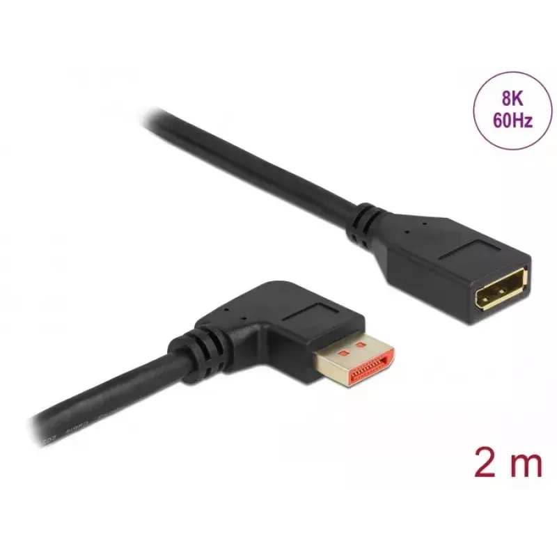 DisplayPort-verlengkabel DeLOCK 87078 2 m 8K 60 Hz gewinkeld
