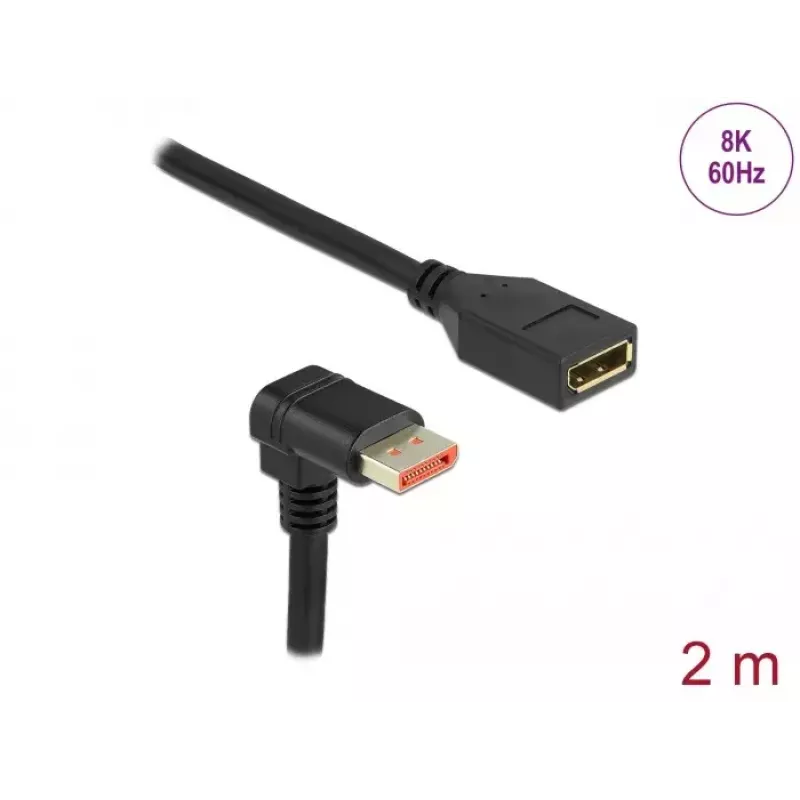 DisplayPort-verlengkabel DeLOCK 87091 2 m 90° omlaag gewinkeld