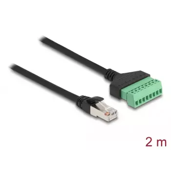 DeLOCK RJ45-kabel Cat.6 stekker naar klemmenstrookadapter 2 m zwart groen