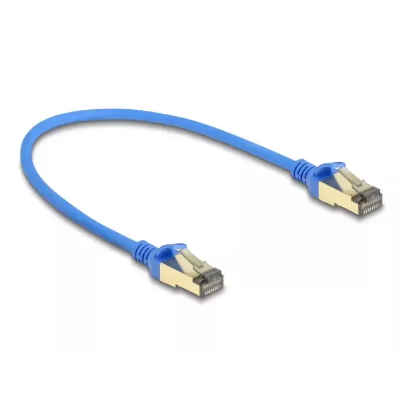 DeLOCK RJ45-netwerkkabel Cat.8.1 F/FTP slank 0,3 m blauw 40000 Mbit/s