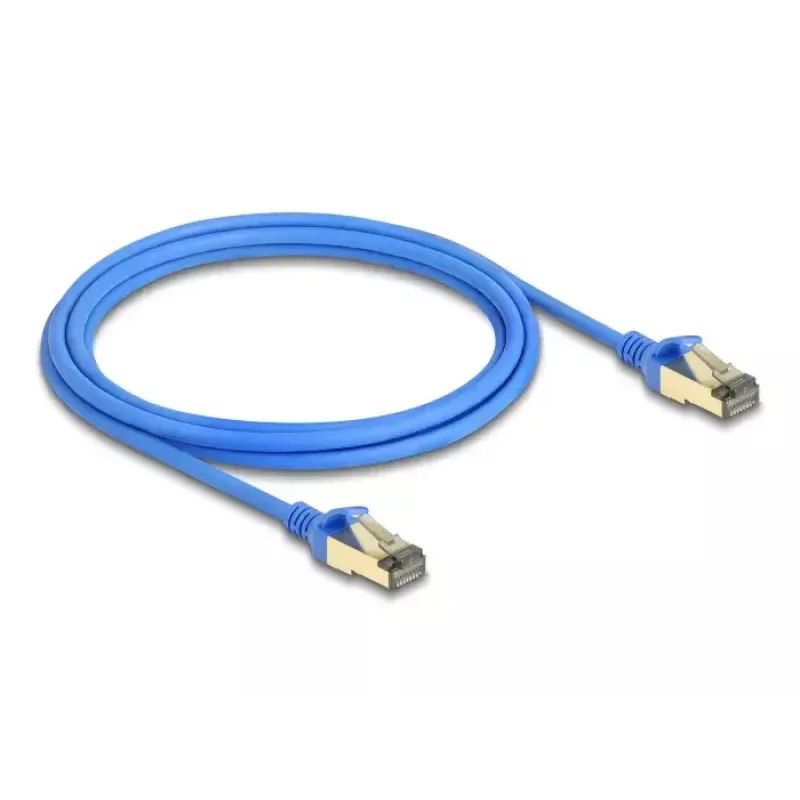 DeLOCK RJ45-netwerkkabel Cat.8.1 F/FTP slank 2 m blauw