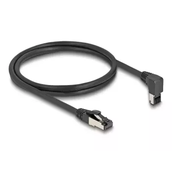 Netwerkkabel DeLOCK RJ45 Cat.8.1 90° naar boven afgewinkeld / recht 5 m zwart
