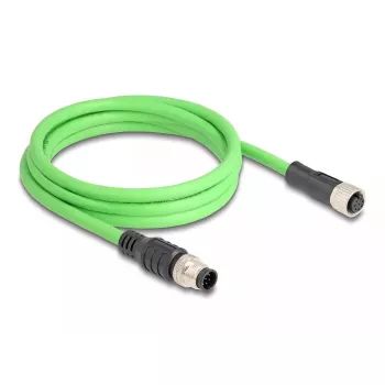 Netwerkkabel DeLOCK M12-kabel A-gecodeerd 8-polig stekker op bus PUR (TPU) 2 m zwart