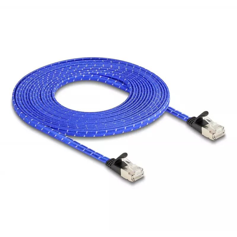 Netwerkkabel DeLOCK RJ45 plat Cat.6A 5m blauw