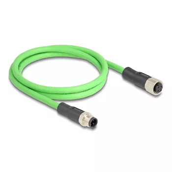 Netwerkkabel DeLOCK M12 kabel D-gecodeerd 4-polig stekker op bus PUR (TPU) 2 m