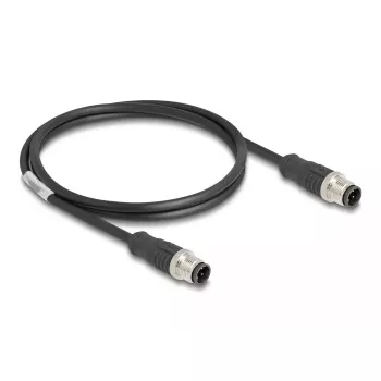 Netwerkkabel DeLOCK M12 kabel D-gecodeerd 4-polig stekker op stekker Cat5e 1 m zwart