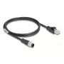 Netwerkkabel DeLOCK M12 kabel A-gecodeerd 8-pin stekker op RJ45 stekker Cat5e 1 m zwart