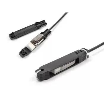 Kabeltrekker DELOCK voor actieve optische kabels, zwart, breedte 20 mm, diepte 113 mm, minimale buigradius 5 mm