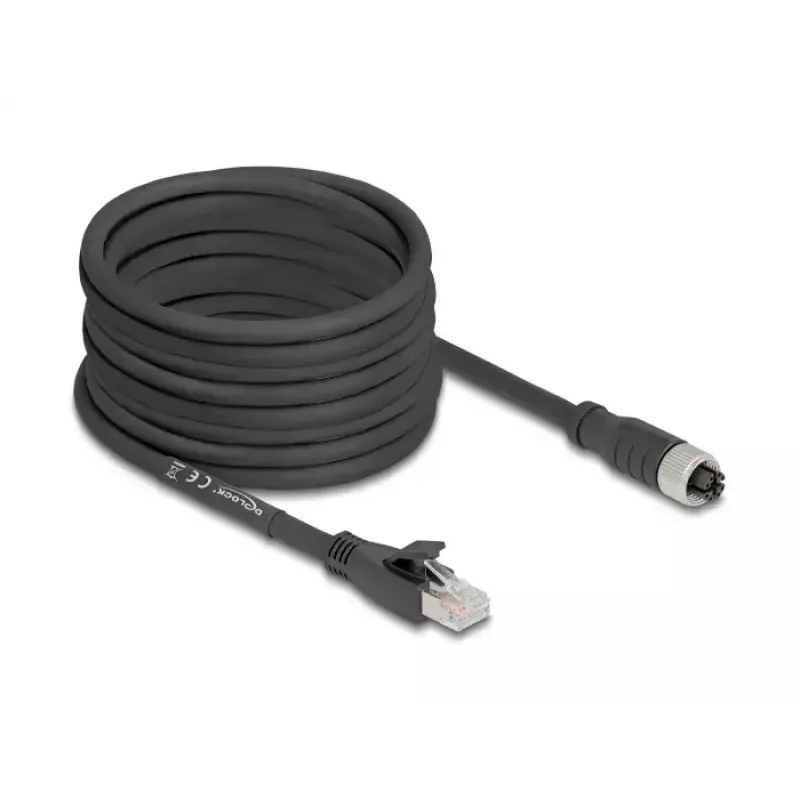 Netwerkkabel DeLOCK 80595 M12 naar RJ-45 Cat5e 10 m zwart